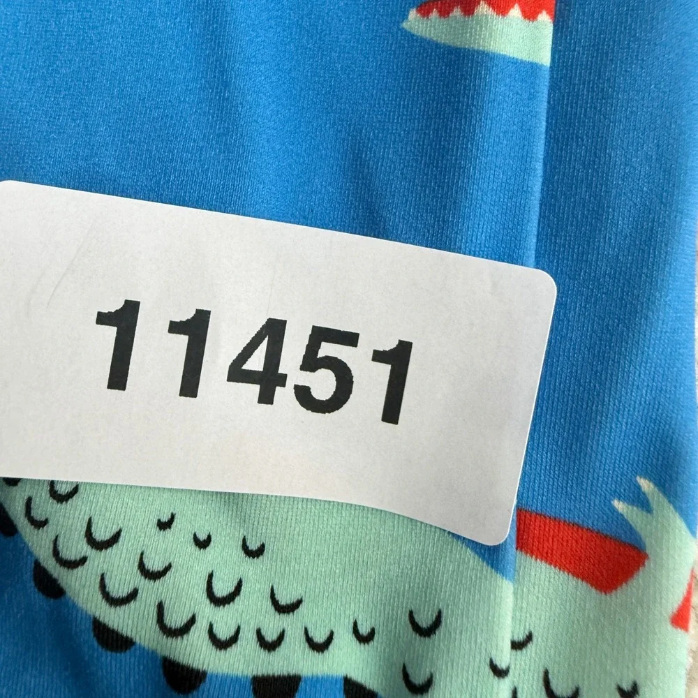 Hanna Andersson Rash Guard Kids 8 Blue Crocodile Print Long Sleeve‎ Swim Top